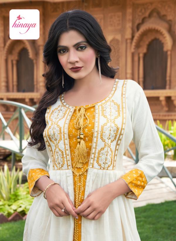 Hinaya Anaisha Rayon Designer Embroidery Kurti Collection